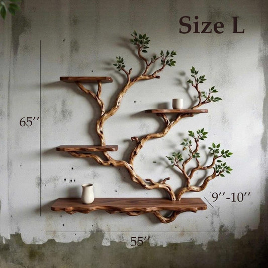 Aurenroot Solid Wood Live Edge Corner Tree Branch Floating Bookshelf