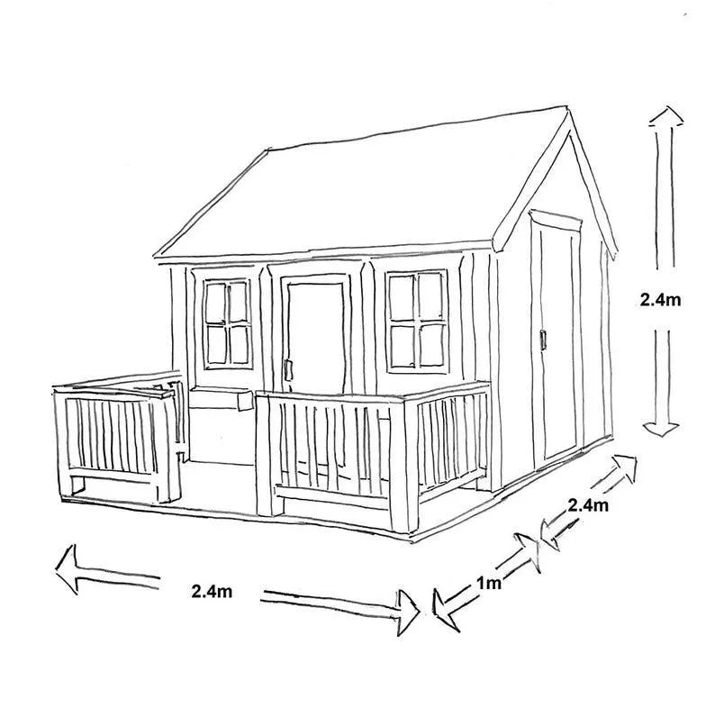 Modern Wooden Kids Outdoor Playhouse Cottage with Porch 243.8x243.8 cm