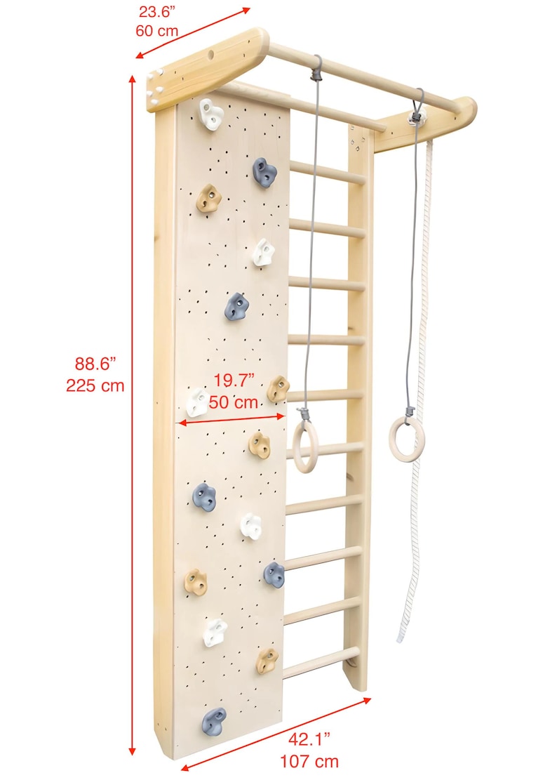Wooden Indoor Playground Wall-Mounted Swedish Ladder Climbing Set 2-Piece