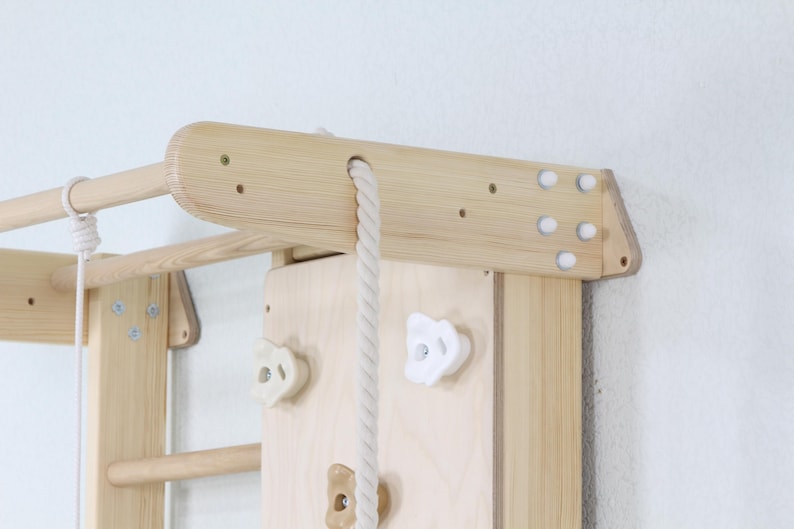 Wooden Indoor Playground Wall-Mounted Swedish Ladder Climbing Set 2-Piece