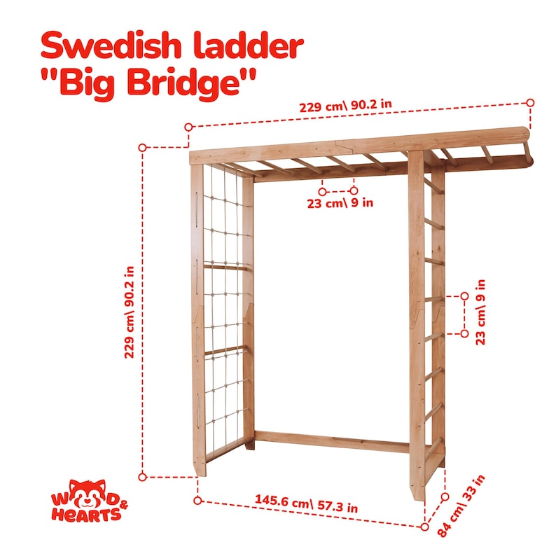 Big Bridge Indoor Monkey Bars Climbing Frame 228.6x228.6 cm