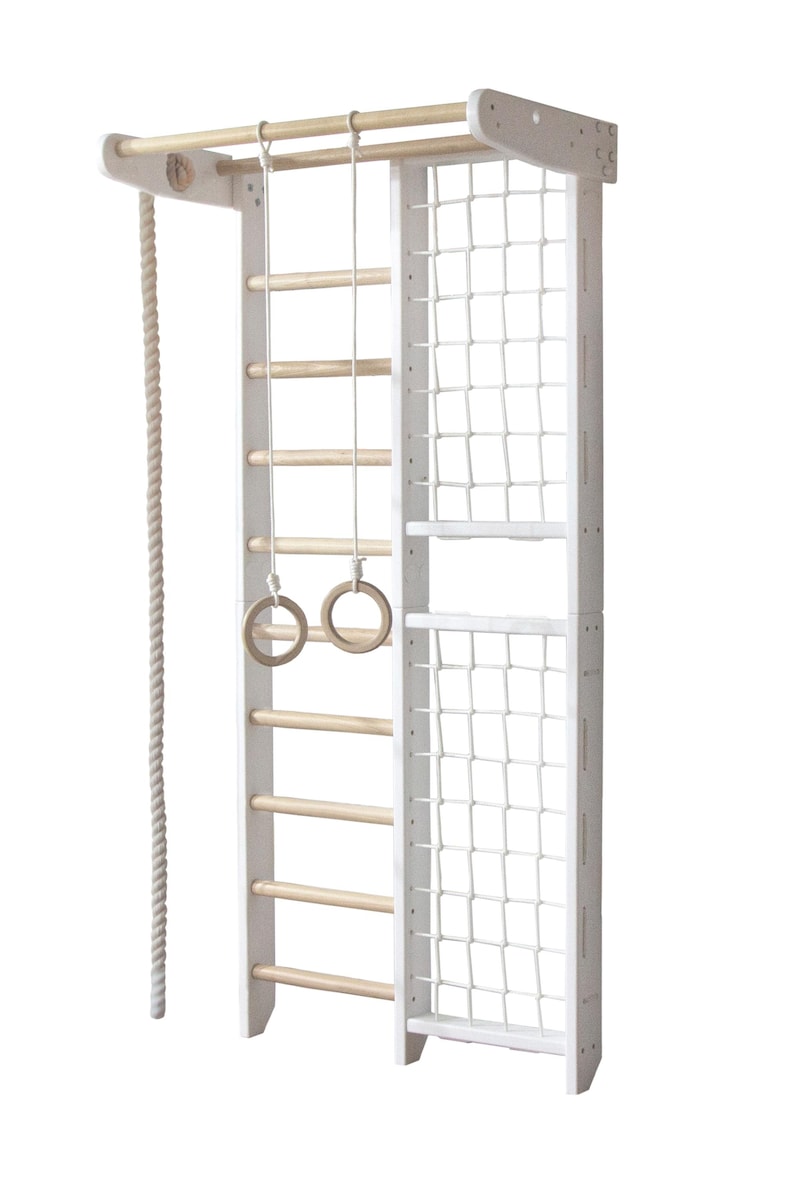 Wooden Indoor Playground Wall-Mounted Swedish Ladder Climbing Set 2-Piece
